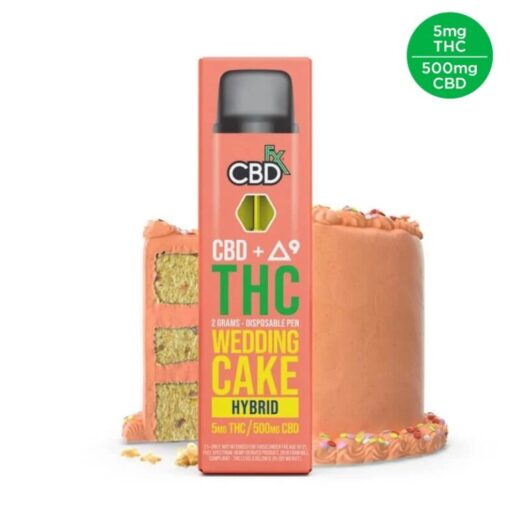 THC Vape Pen – Wedding Cake (Hybrid): 5 mg THC + 500 mg CBD